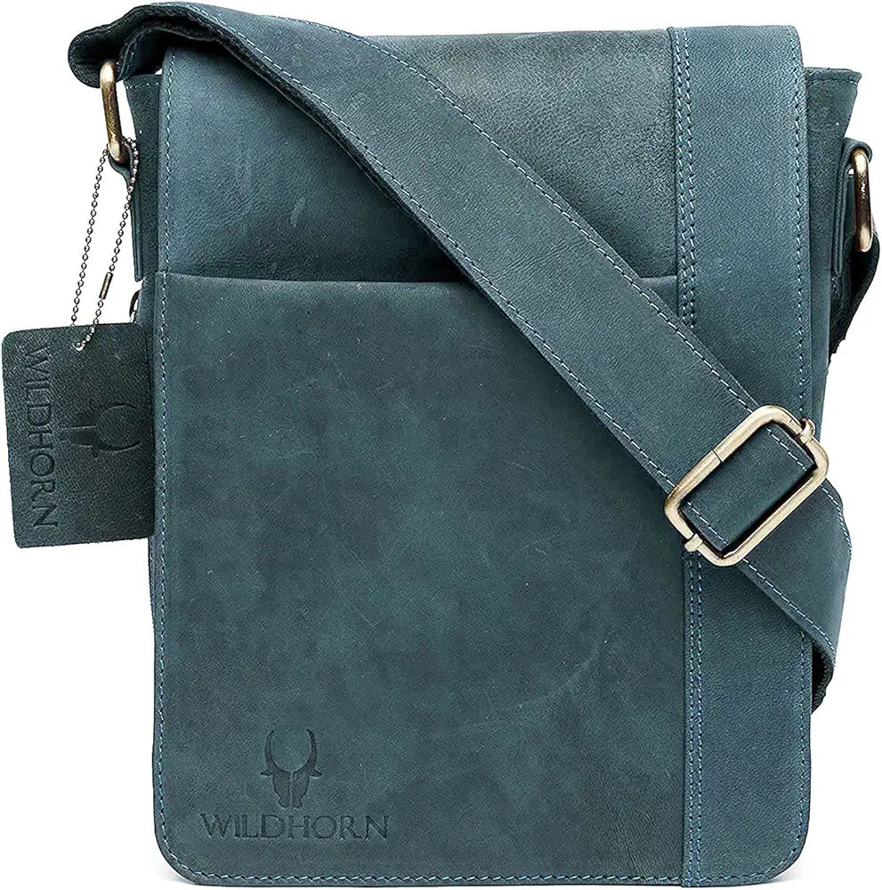WildHorn Leather 8.5 inch Sling Messenger Bag for Men I Multipurpose Crossbody Bag I Travel Bag with Adjustable Strap I DIMENSION: L- 8.5inch H- 10.5inch W- 3inch