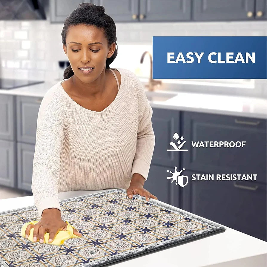 Luxe Home Columbo Anti-Fatigue Kitchen Mat Moroccan Tile Standing Desk Mat Colour Patcrn