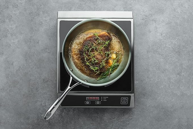 Femora Tri-ply Frying Pan 24 Cm Capacity 1.8 L Without Lid | Healthy Cooking | Induction Safe | Stain Resistant | Zero Coating