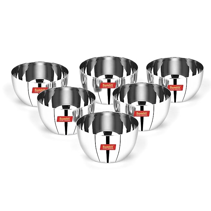 Sumeet Heavy Gauge Stainless Steel Apple Bow Set of 6pc 220 ml Each