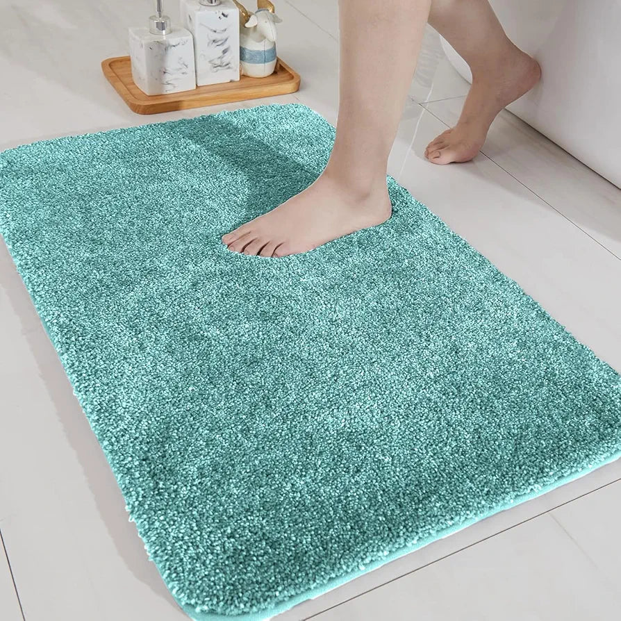 Luxe Home International Microfibre Luxe Home Bath Mat Anti Skid Slip Bathroom Floor Door Rectangular Mats 40x60 cm colour Aqua