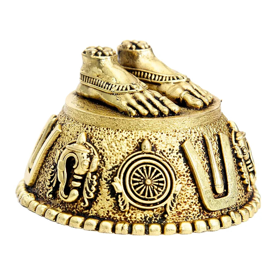 anciently Balaji Charan Paduka | Vishnu Charan Paduka | Charan Paduka for Puja Brass, Gold Colour 1 No 
