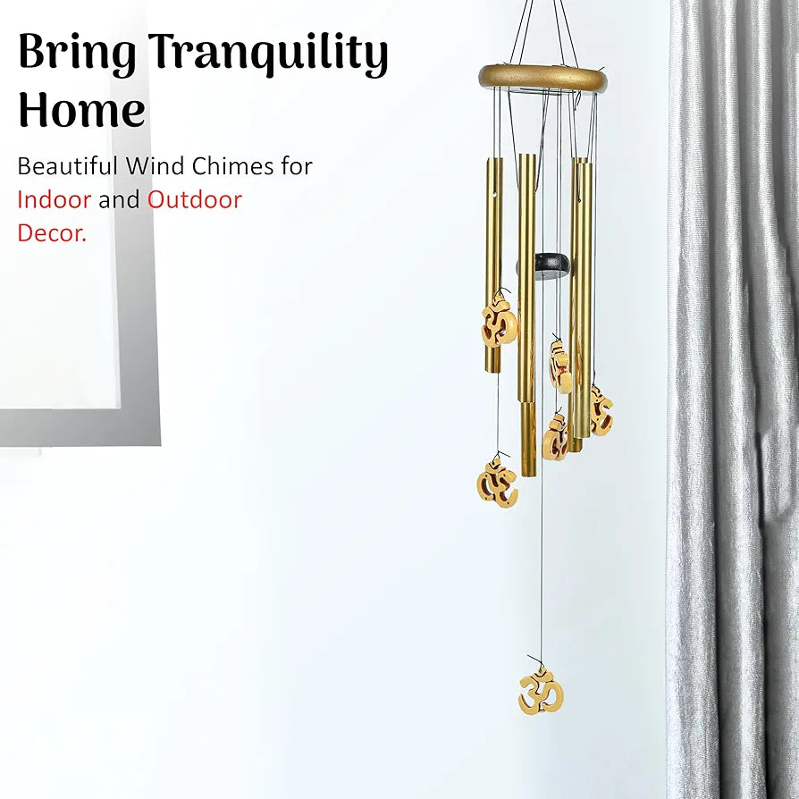 Wind Chimes for Balcony Stylish Hanging Bells Om 5-Pipe Wind Chime -012