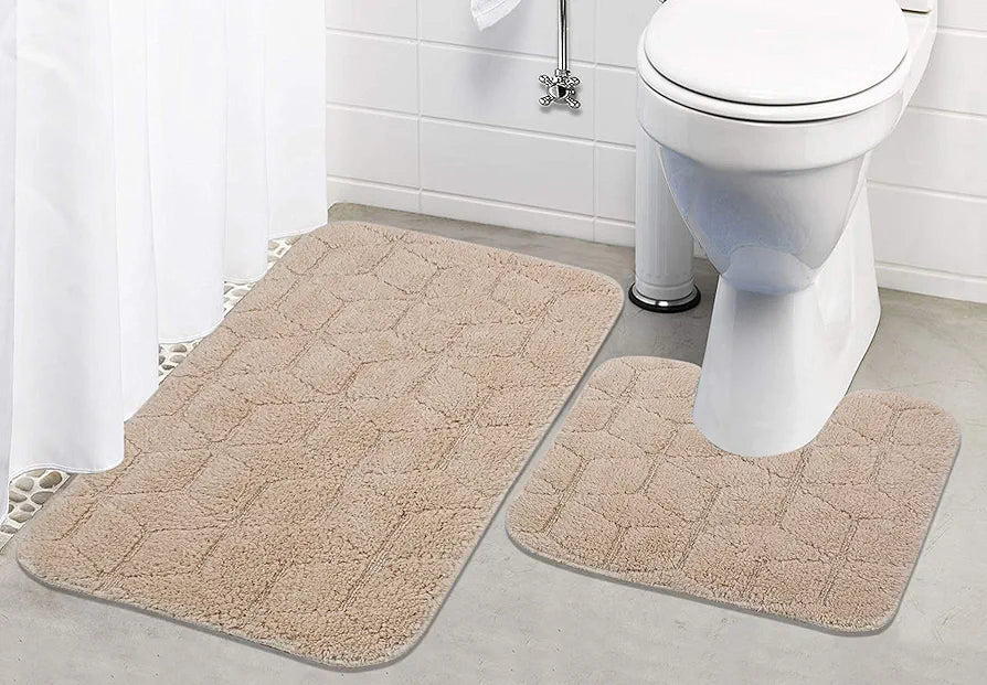 Saral Home Solid Antiskid Bathmat Set Colour Beige