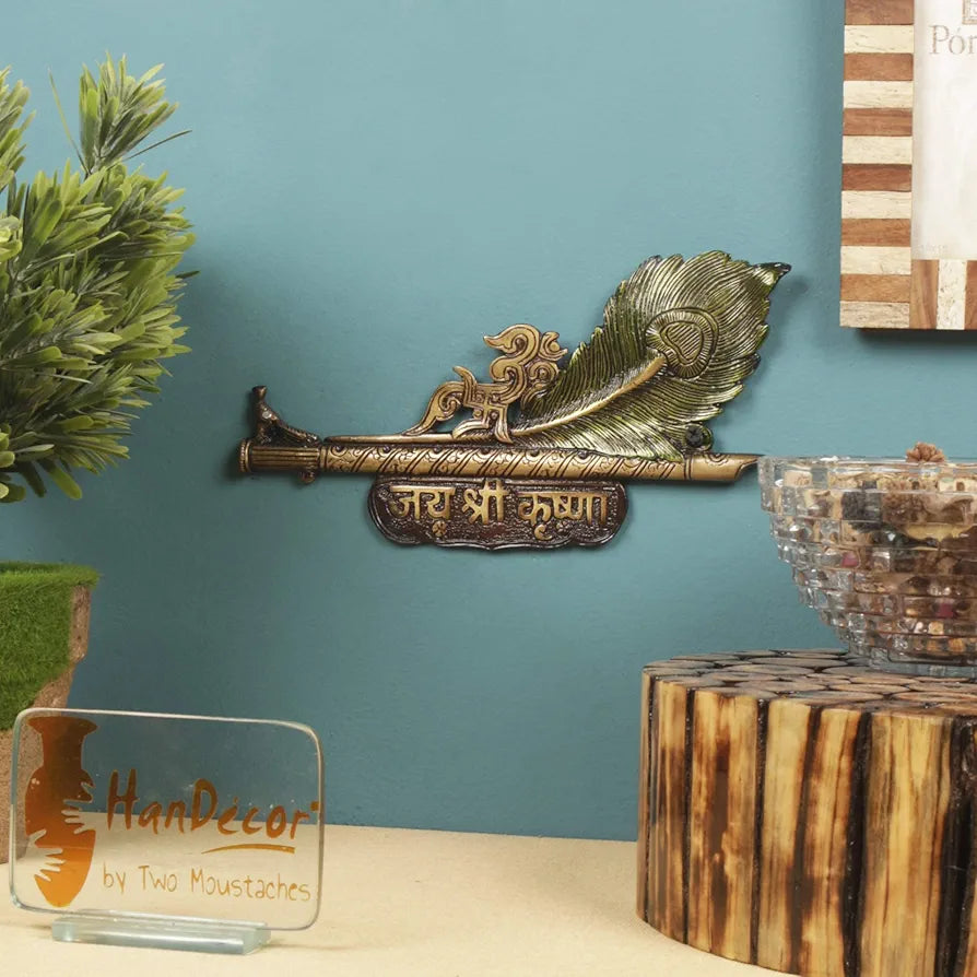 Two Moustaches Krishna Morpankh Brass Wall Hanging