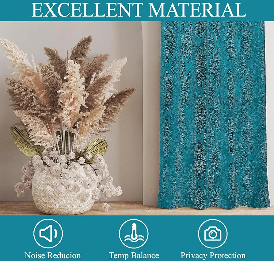 Fresh From Loom Botanical Opaque Window Curtains 6 Feet Long High Tenacity Yarn Polyester Punch Curtains