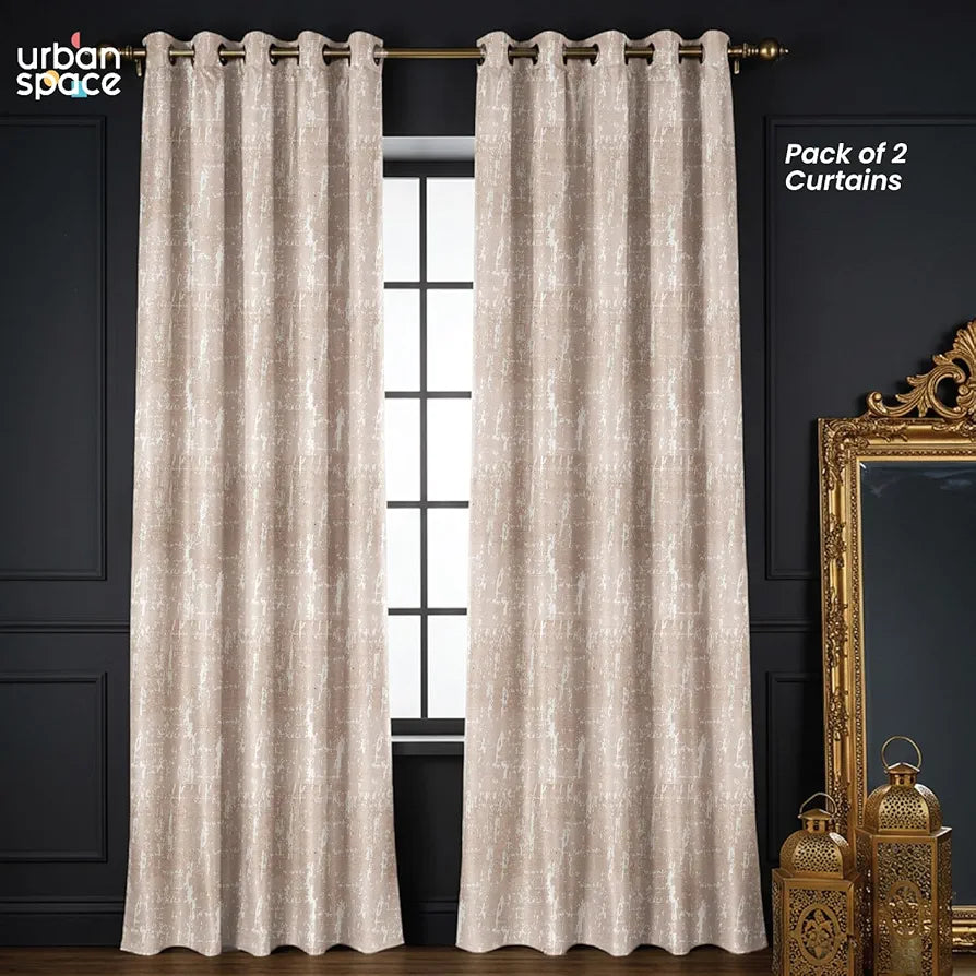 Urban Space Premium Jacquard Window Curtains Light Blocking Curtains for Living Room Pack of 2 Blackout Curtains Dusk Soft Brown