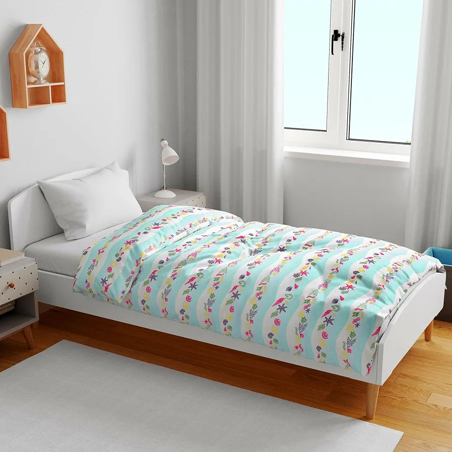 Divine Casa Pure Cotton Printed Single Dohar for Newborn Baby 120 GSM Soft & Lightweight Throw Blanket Colour Cosmic Sky