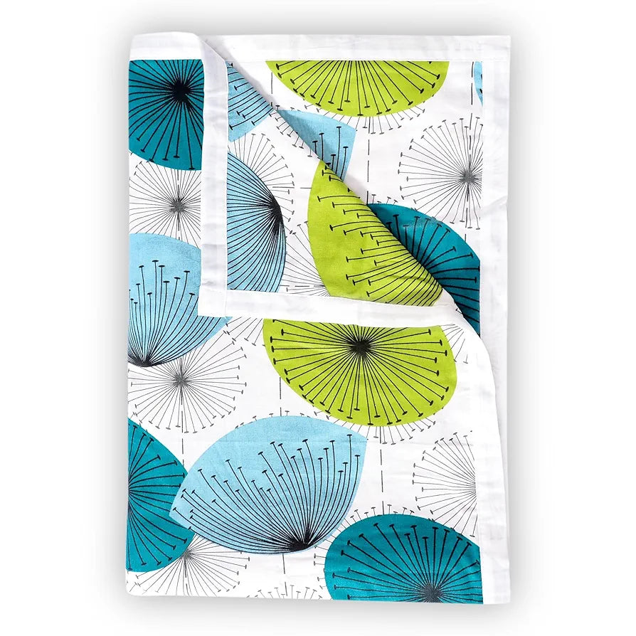 Divine Casa Glace Cotton 120 GSM Reversible Lightweight Printed Single Bed AC Dohar Blanket Quilt Colour Pink and Turquoise Green TC - 120