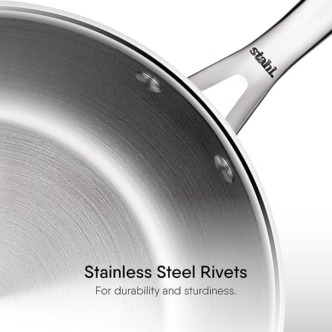 Stahl Artisan Triply Stainless Steel Fry Pan With Lid | Induction & Gas Stove Compatible Frying Pan | 2.1 L | 26 Cm