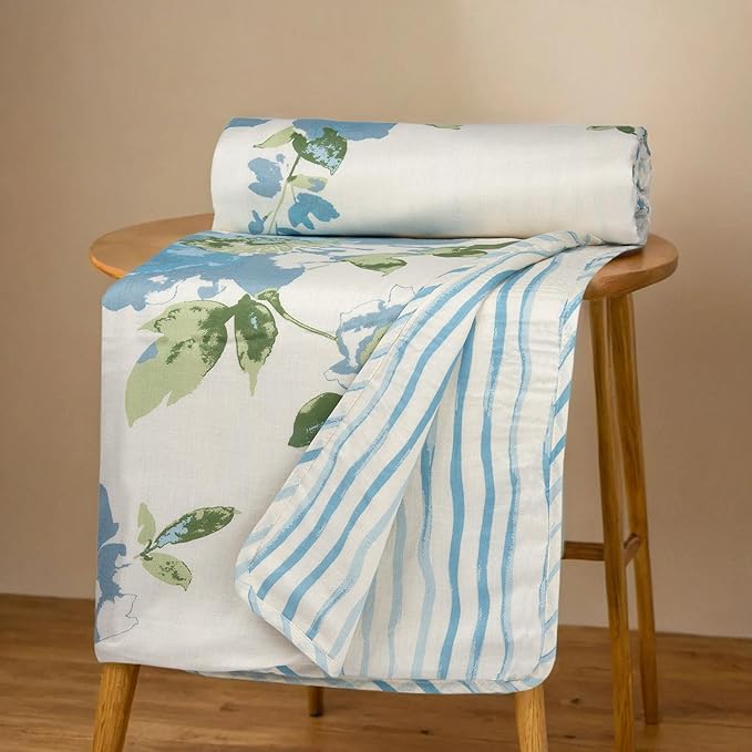 Huesland 100% Cotton Reversible Dohar Single Bed Cotton | Soft Cambric Weave, All Weather Light Ac Blanket