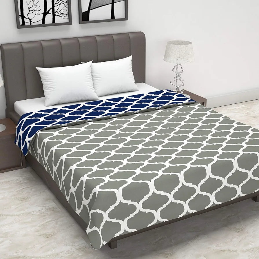 Divine Casa 120 GSM Summer Quilt Brushed Microfibre 3 Layer Breathable Double Bed Dohar AC Blanket Lightweight Warm Rajai Throws for Bed TC - 120 Colour Blue Heaven