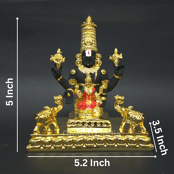 Gold Art India Idol Tirupati Balaji Gajalakshmi Gold Plated Venkateswara Swamy Gold Plated Statue