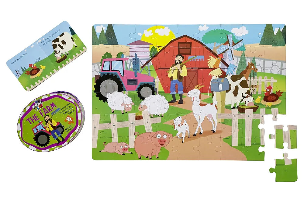 The Book Tree Farm Puzzle Box for Kids I 50+ Jigsaw Puzzle Pieces & 1 Storybook I Educational Toy for Children Age 3+ I Fun with Farm Animals I for Children by Majestic Book Club