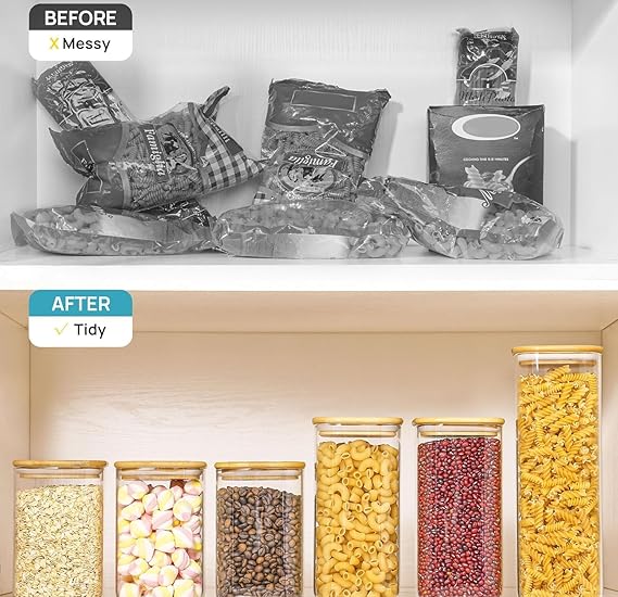 Femora Kitchen Storage Jars Borosilicate Glass Jar With Wooden Lid Air Tight Jar | 1000 Ml | Pack of 4