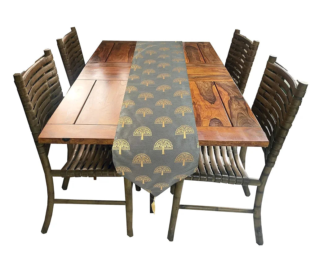 Pink Parrot Durable Dopian Silk Table Runner Colour Grey