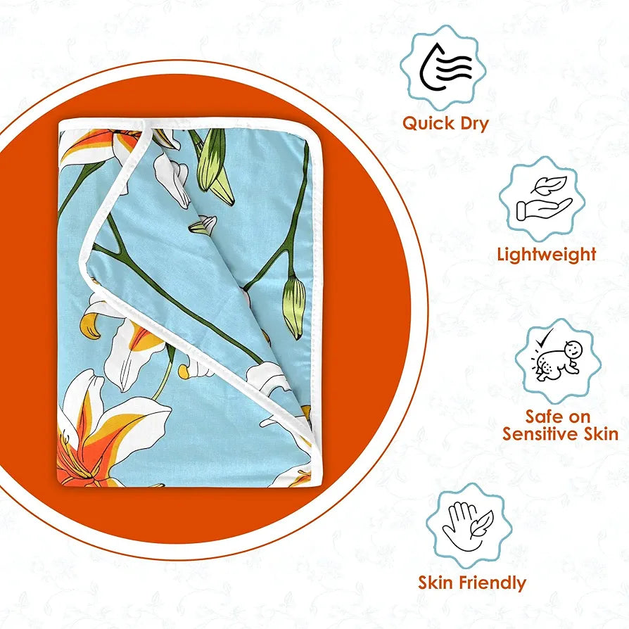 Divine Casa Floret 100% Cotton Single Kids Dohar 120 GSM Soft & Lightweight Throw Blanket Colour Wildflower Charm