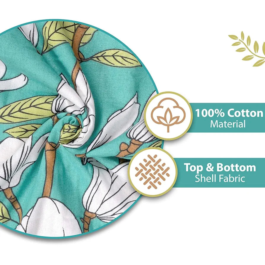 Divine Casa Floret 100% Cotton Double Dohar 120 GSM Soft & Lightweight Throw BlanketColour Meadow Green