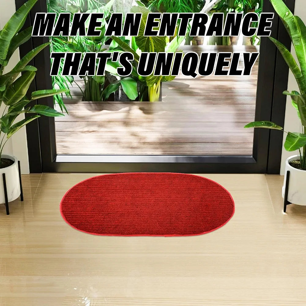Kuber Industries Door Mat Oval Shape Door Mat Door Colour Red