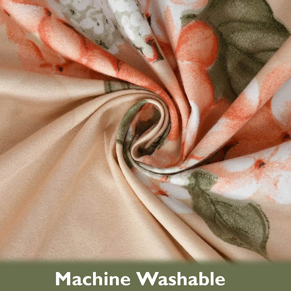 Fresh From Loom Fitted King Size Bedsheet with 2 Pillow Covers Microfiber 240 TC Beige Floral Design