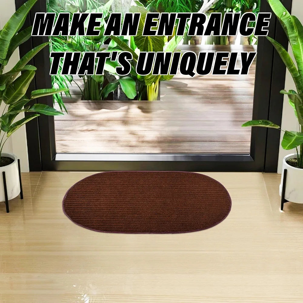 Kuber Industries Door Mat Oval Shape Door Mat Door Entrance Mat Colour Brown