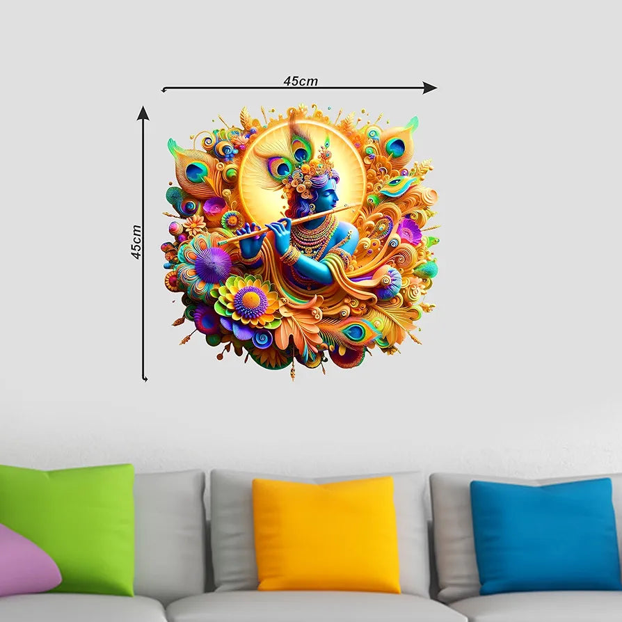 Rng Graphics Pvc Vinyl Little Krishna Wall Self Adhesive Sticker krishna Wall Sticker Multicolor 45 Cm X 45cm DW-122L