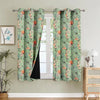 Cloth Fusion Blackout Printed Premium Window Curtains 5 Feet Long Set of 2 Green Coral