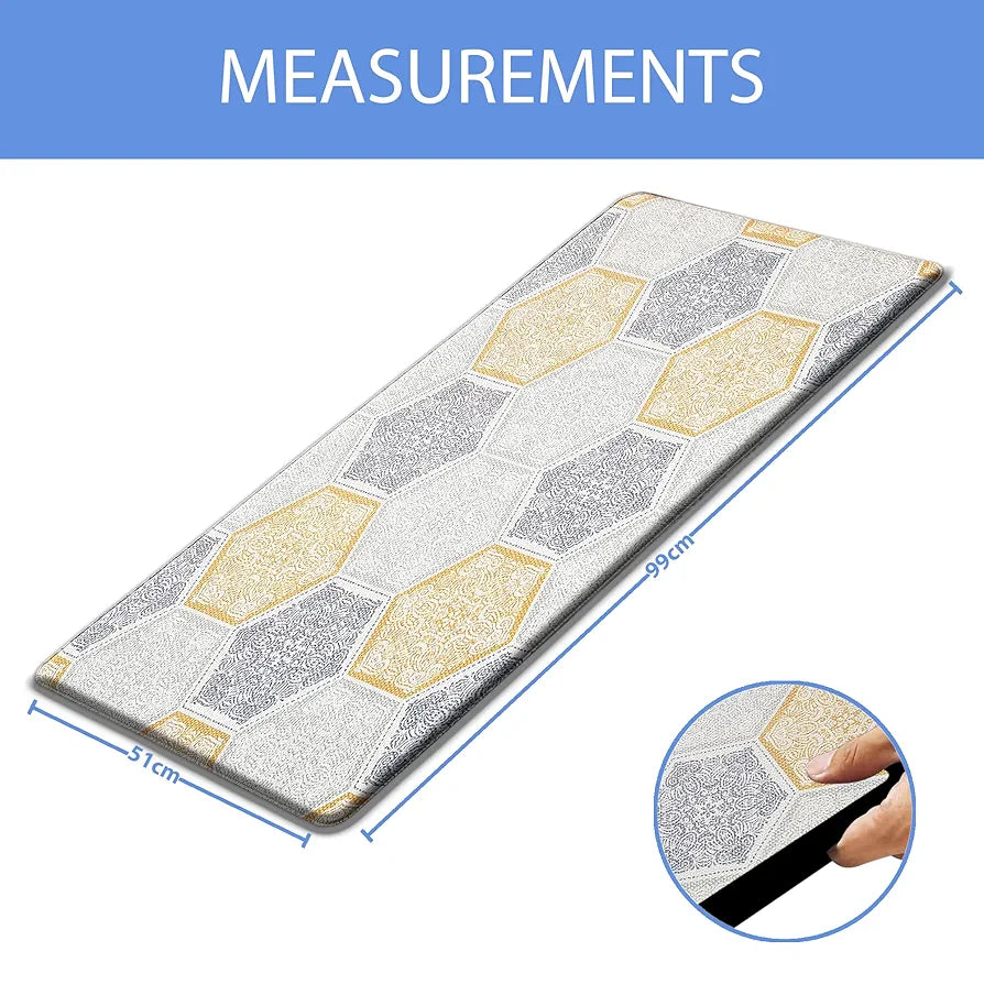 Luxe Home ColumboAnti-Fatigue Kitchen Mat Non-Slip Cushioned Comfort Mat Hexagonal Tile Pattern Standing Desk Mat Colour Honeycomb