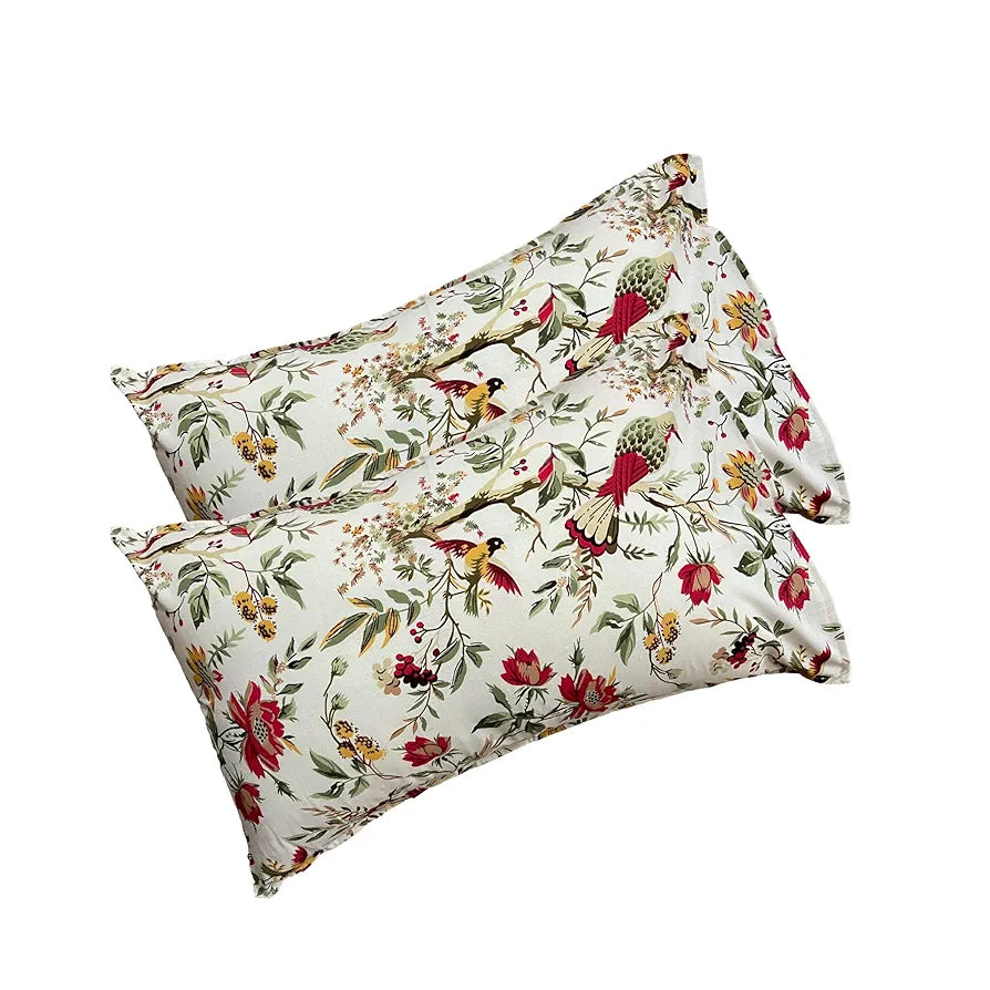 Sajavat Home 100% Pure Cotton King Size Bedsheet Set with 2 Pillow Covers Colour Flamingo Floral