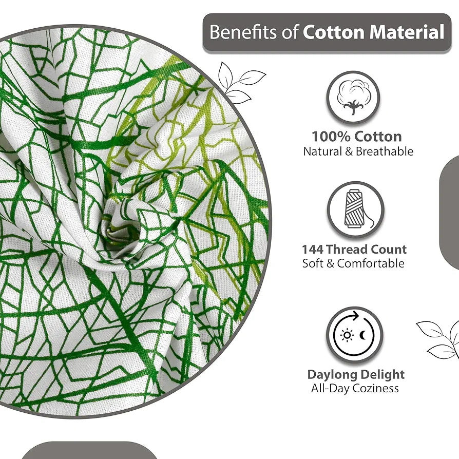 Divine Casa 144 TC Cotton Bedsheet for Double Bed 100% Cotton Colour Sage Green Floral Print with 2 Pillow Covers