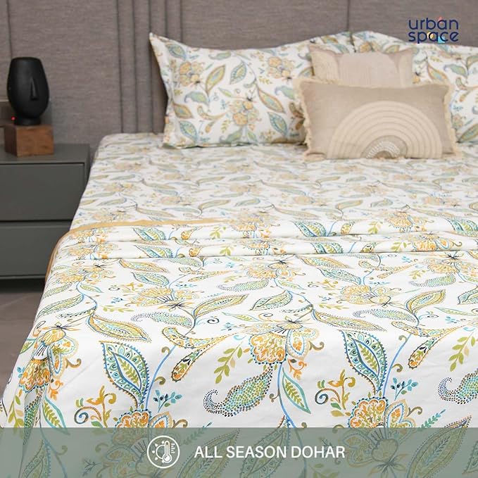 Urban Space Microfiber Cotton Reversible Dohar for Double Bed AC Blanket Colour Iris Blue