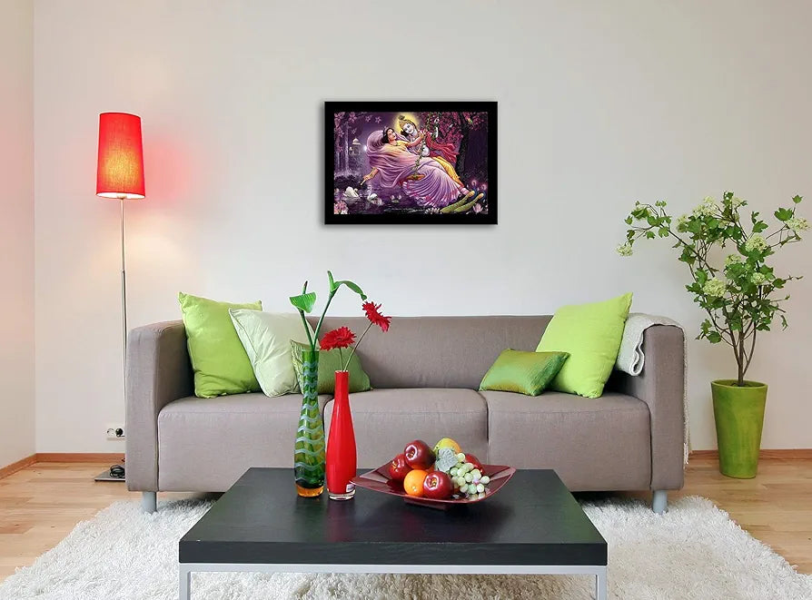 Lifehaxtore Beautiful Swinging Radha Krishna Art Framed Painting