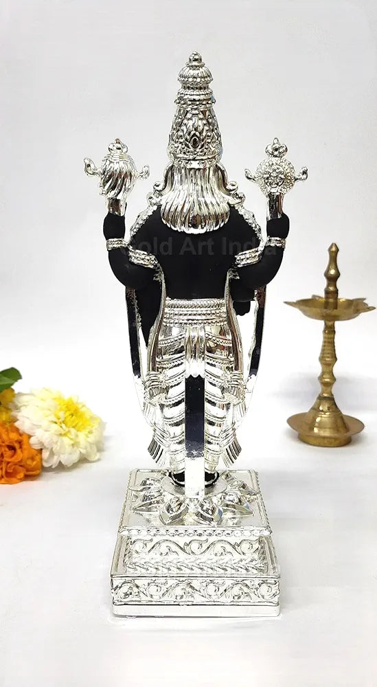 Gold Art India Lord Tirupati Balaji Silver Plated Black Terracotta Idol