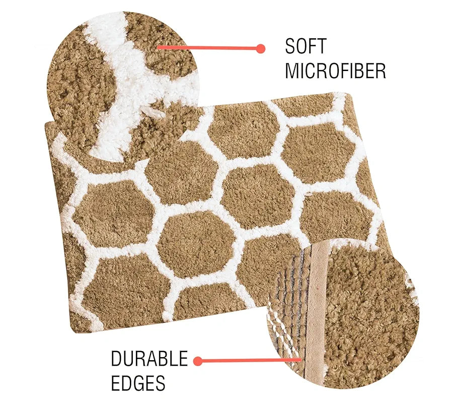 Aerohaven Abstract Modern Anti Slip Bathmat Coffee Colour Microfiber