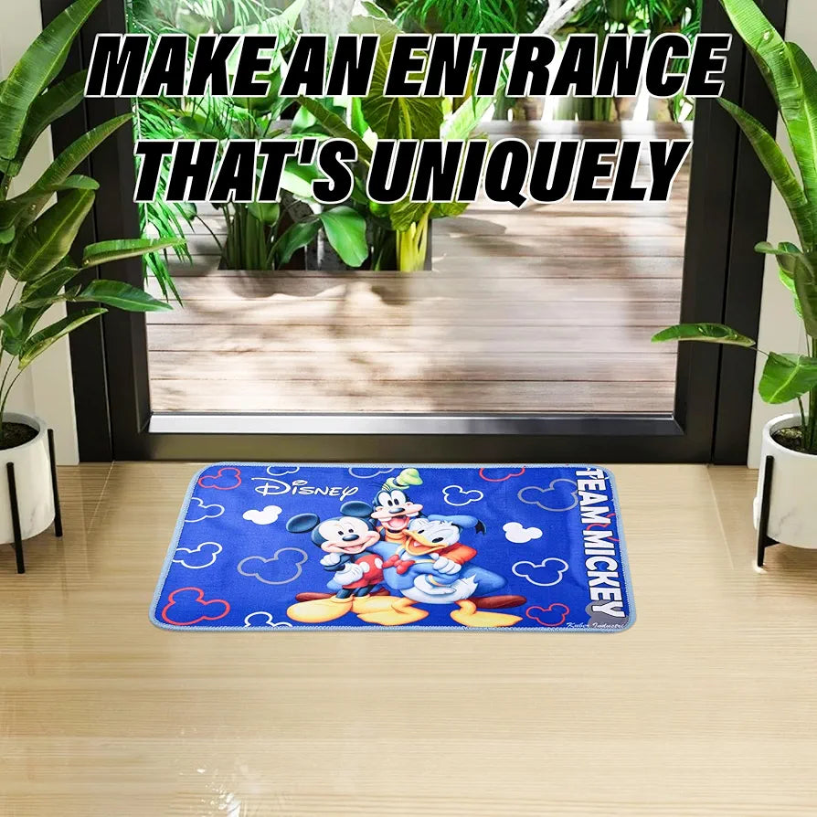 Kuber Industries Disney Team Mickey Door Mat For Living Room Blue Colour