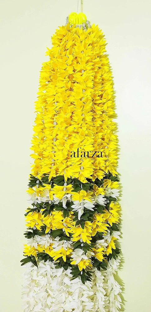 Afarza Choice Good Feel Good Artificial Flower Garland Toran p-yellow-white Hanging 4 Pieces 5 Feet