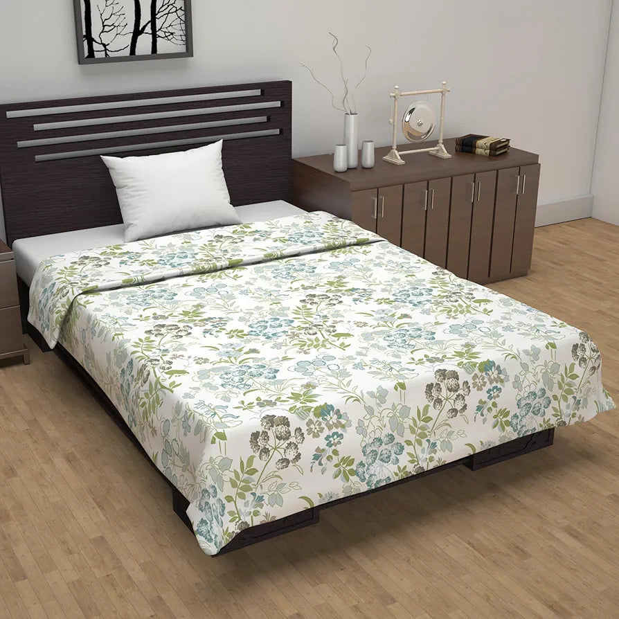 Divine Casa Floret 100% Cotton Single Dohar 120 GSM Soft & Lightweight Throw Blanket Colour Floral Breeze