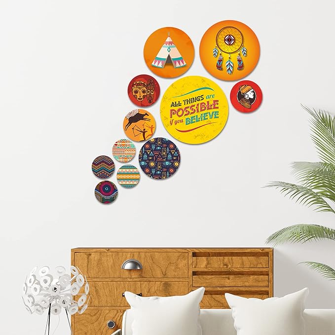 Artvibes Nature Designer Mdf Wooden Wall Hanging for Home | Set of 11