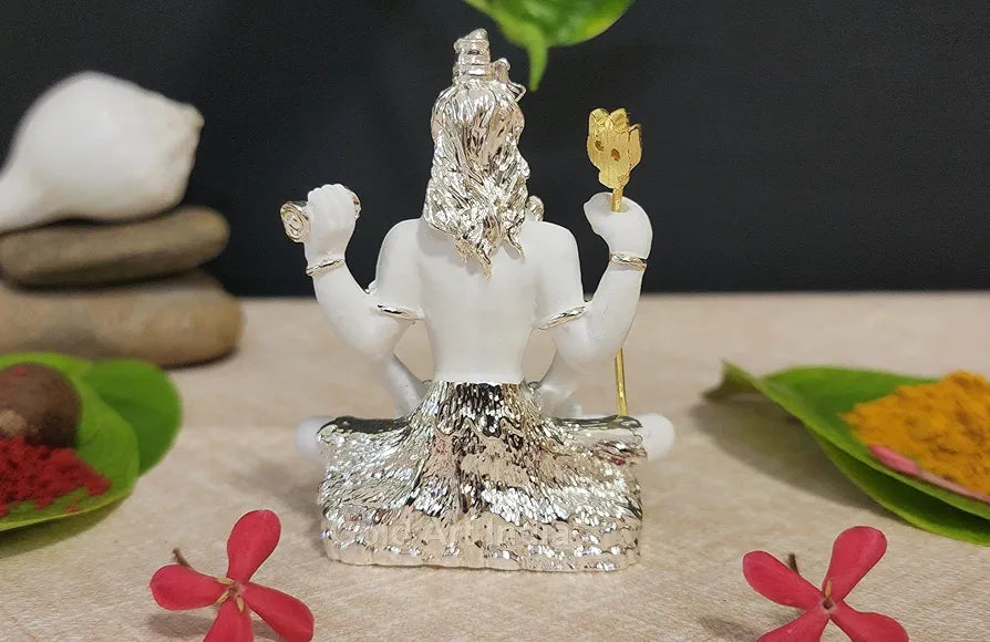 Gold Art India Resin Lord Shiva Idol White