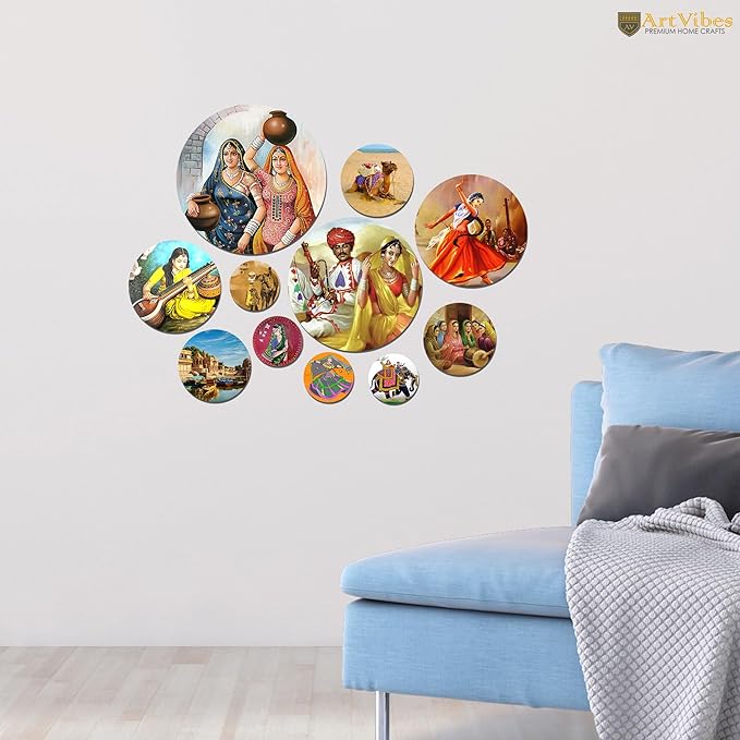 Artvibes Decorative Mdf Wooden Wall Hanging Decoration Item for Home | Pack of 11 Pieces