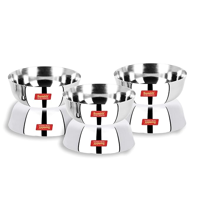 Sumeet Stainless Steel Solid Bowl Set of  6 Pc 0.350 ml Each Silver