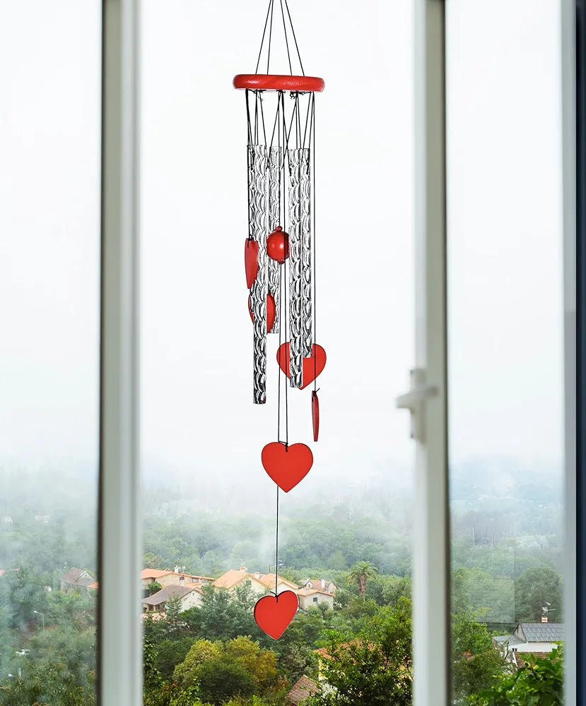 Heart Shape Wind Chime with Silver Pipes Wind Chime -017