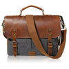 Craftshades – 11.15″ Handcrafted Canvas+ Goat Leather Laptop Bag | Brown