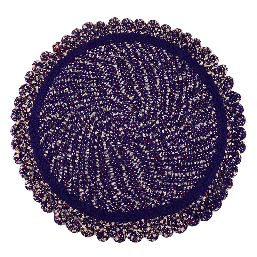 Kuber Industries Round Shape Feather Door Mat Cotton 20 Inch Large Purple Colour