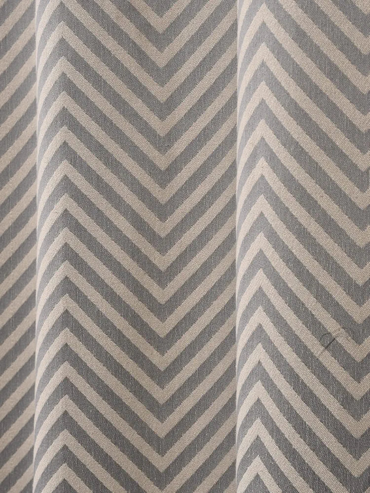Saral Home Easy Living Chevron Cotton Room Darkening Long Door Grommet Curtains Colour Grey