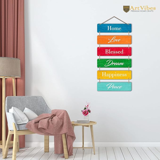 Artvibes Decorative Wall Hanging Wooden Art Decoration Item for Living Room | Set of 6
