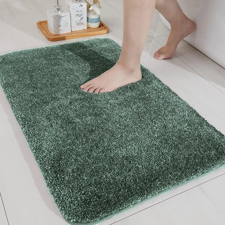 Luxe Home International Microfibre Rectangular Bath mat Super Soft Anti Skid Newman Mats For Bathroom Colour Green