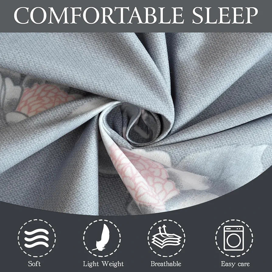 Fresh From Loom Double Bed King Size Floral Design Bed Spread with 2 Pillow Covers 144 TC Walnut Grey