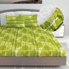 Divine Casa 144 TC Floral Green 100% Cotton Elastic Fitted Bedsheets King Size with 2 Pillow Covers Colour Green