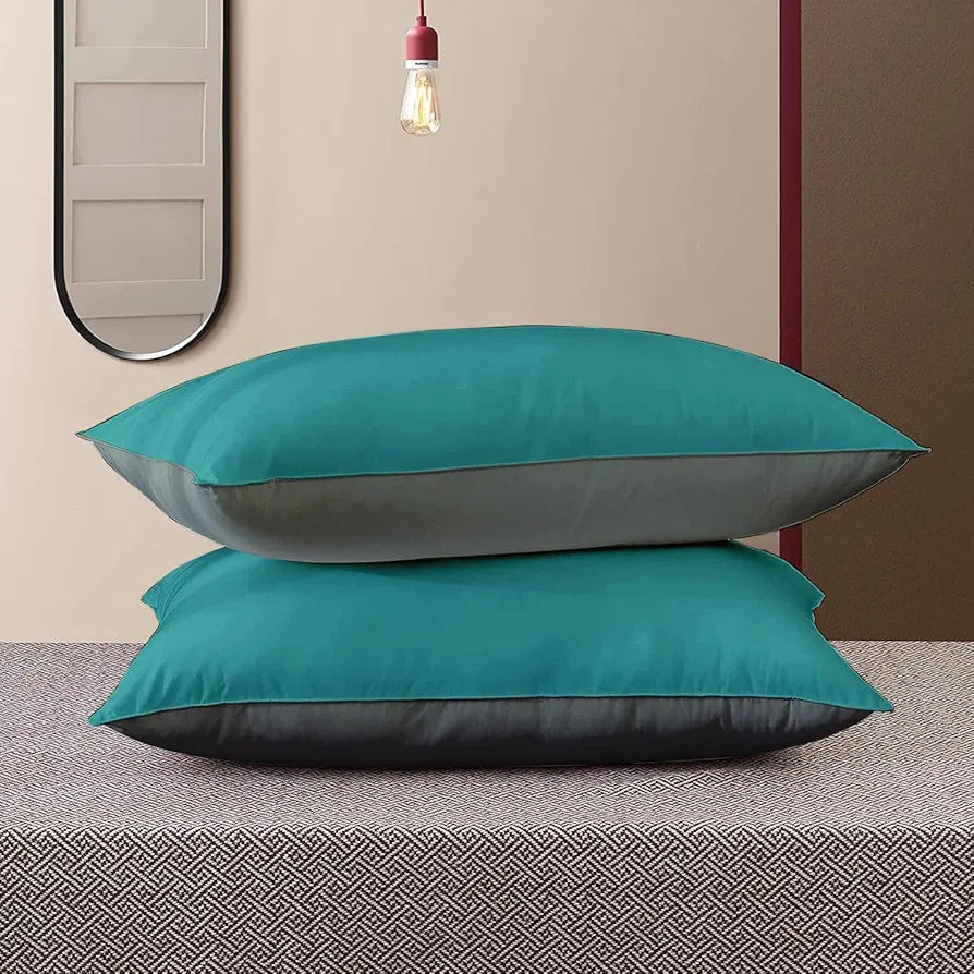 Cloth Fusion Premium Microfiber Soft Pillow Set of 2 King Size Teal & Grey